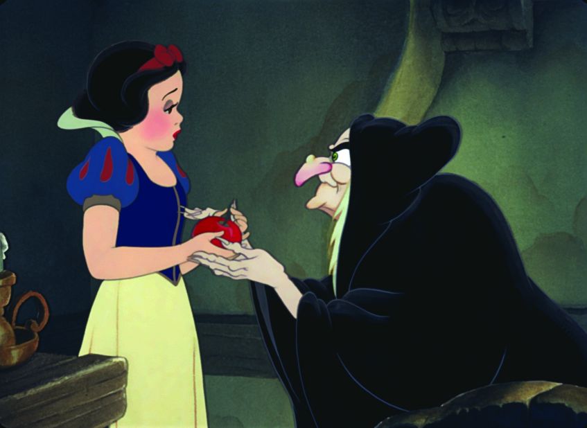 <a href="http://www.youtube.com/watch?v=ATFx3aismgU" target="_blank" target="_blank">The Evil Queen in "Snow White</a>" is the original animated Disney villain, appearing in Walt Disney's first animated film, 1937's "Snow White and the Seven Dwarfs." Trying to claim the title of "fairest of them all," the queen had to use dark magic to turn herself into a witch so she could trick the (let's face it, pretty gullible) princess. 
