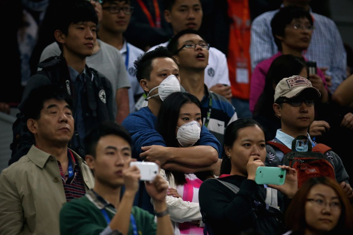 Masks were seen in the crowd Sunday also. This couple were spotted watching Novak Djokovic down Rafael Nadal in the men's final.