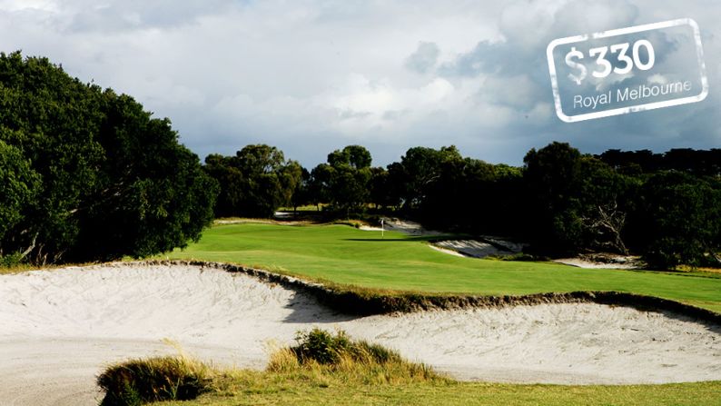 <strong>The Royal Melbourne Golf Club, Melbourne, Australia</strong>: The West course at the Royal Melbourne is widely rated as <a href="index.php?page=&url=http%3A%2F%2Fwww.top100golfcourses.co.uk%2Fhtmlsite%2Fproductdetails.asp%3Fid%3D413" target="_blank" target="_blank">Australia's best</a>. Designed by Augusta National co-architect Dr Alister Mackenzie in 1926, the club has hosted the Australian Open and more recently the Presidents Cup. Overseas visitors<a href="index.php?page=&url=http%3A%2F%2Froyalmelbourne.com.au%2Fguests%2Fgolf%2Freservations.mhtml" target="_blank" target="_blank"> pay AUS$350</a> ($330).