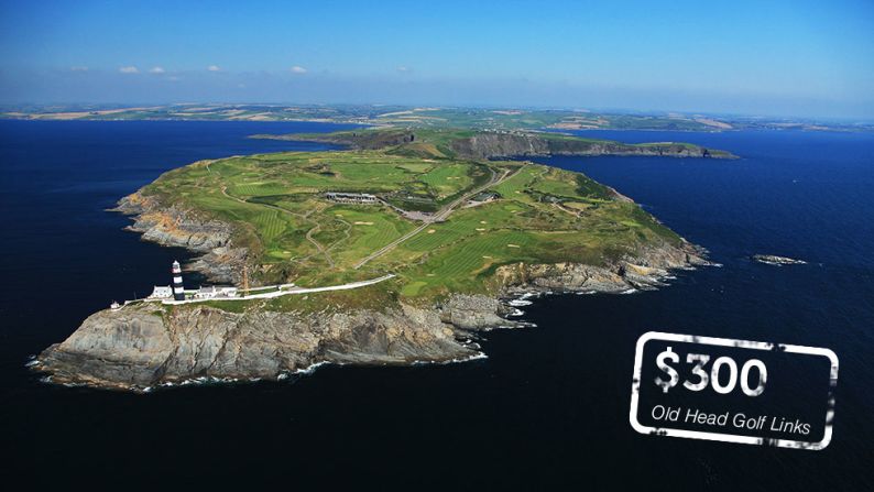 Pitch up with your credit card and your clubs if you want to walk the fairways at these golf courses. Places like <a href="index.php?page=&url=http%3A%2F%2Foldhead.com%2Frates-reservations%2Frates-reservations%2F" target="_blank" target="_blank"><strong>Old Head Golf Links</strong></a> in County Cork, Ireland have some of the most expensive green fees on the planet. But given its <a href="index.php?page=&url=http%3A%2F%2Fhere.com%2F51.6090794%2C-8.5295001%2C15%2C0%2C0%2Chybrid.day" target="_blank" target="_blank">glorious setting</a>, it's no wonder some golfers will happily stump up the €220 ($300) required to play the course next summer.