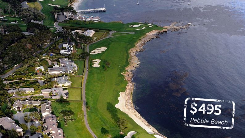 <a href="index.php?page=&url=http%3A%2F%2Fwww.pebblebeach.com%2F" target="_blank" target="_blank"><strong>Pebble Beach Golf Links</strong></a><strong>, California</strong>: Probably the most famous links course outside Scotland and <a href="index.php?page=&url=http%3A%2F%2Fwww.golfdigest.com%2Fgolf-courses%2F2013-02%2F100-greatest-public-courses" target="_blank" target="_blank">No.1</a> in Golf Digest's list of greatest American public courses. Half of Pebble Beach's holes sit alongside the Pacific Ocean including the par-three 17th where <a href="index.php?page=&url=http%3A%2F%2Fsportsillustrated.cnn.com%2Fvault%2Farticle%2Fmagazine%2FMAG1125647%2F">Tom Watson famously chipped in </a>on his way to winning the 1982 U.S. Open. The 543-yard par five 18th (pictured) is one of the greatest closing holes in all of golf.