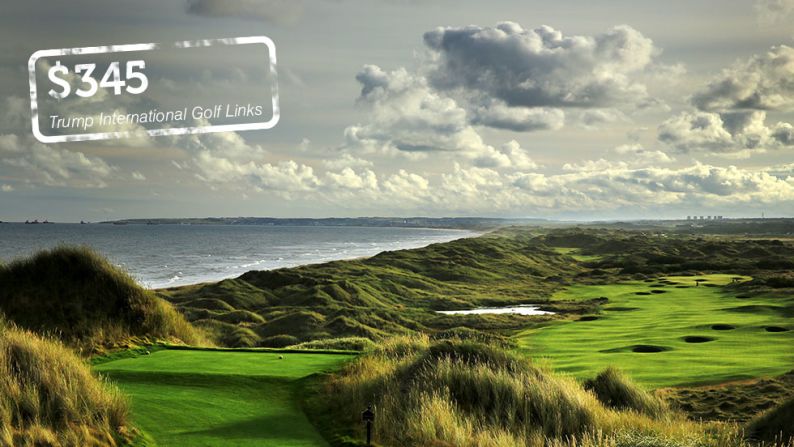 <strong>Trump International Golf Links, Aberdeenshire, Scotland</strong>: Donald Trump's course opened to <a href="index.php?page=&url=http%3A%2F%2Fcnn.com%2F2012%2F07%2F10%2Fsport%2Fgolf%2Fdonald-trump-new-golf-course-in-scotland%2Findex.html">great fanfare</a> in the summer of 2012 with the American tycoon hailing the 7,400-yard links on the northeast coast of Scotland as "the world's greatest golf course." <a href="index.php?page=&url=http%3A%2F%2Fwww.trumpgolfscotland.com%2FDefault.aspx%3Fp%3DDynamicModule%26pageid%3D335964%26ssid%3D234105%26vnf%3D1" target="_blank" target="_blank">Weekend green fees</a> during the summer cost $215 ($345). Local residents can play for less. <br />