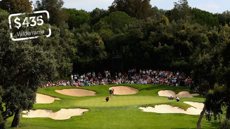 <strong>Valderrama, Sotogrande, Spain</strong>: Designed by American architect Robert Trent Jones, <a href="index.php?page=&url=http%3A%2F%2Fwww.valderrama.com%2F" target="_blank" target="_blank">Valderrama</a> is arguably the European continent's most famous golf club. The 6,990-yard course has hosted European Tour events and was the venue for the 1997 Ryder Cup -- the first time the biennial match between Europe and the U.S. was played on continental Europe. A weekend round currently costs €320 ($435).