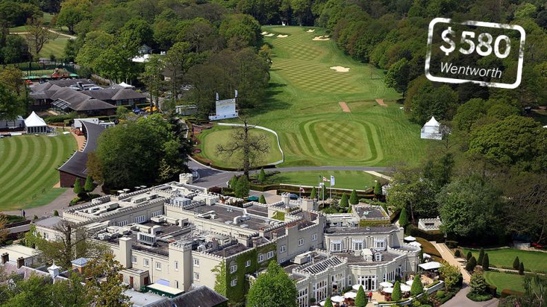 <strong>Wentworth, Virginia Water, Surrey, UK</strong>: In keeping with its uber-posh surroundings -- average house prices <a href="index.php?page=&url=http%3A%2F%2Fwww.independent.co.uk%2Fnews%2Fuk%2Fhome-news%2Fhomes-in-surrey-village-virginia-water-climb-to-1m-8677928.html" target="_blank" target="_blank">climbed to £1 million</a> ($1.6 million) in Virginia Water earlier this year -- Wentworth's famous <a href="index.php?page=&url=http%3A%2F%2Fwww.wentworthclub.com%2Fgolf%2Fwest-course%2F" target="_blank" target="_blank">West course</a> has one of the priciest green fees in the world with summer rates set at <a href="index.php?page=&url=http%3A%2F%2Fwww.wentworthclub.com%2Fgolf%2Fvisitors%2F" target="_blank" target="_blank">£360</a> ($580). The course has played host to numerous pro tournaments down the years including the World Matchplay Championship and Wentworth still hosts the European Tour's flagship event, the PGA Championship.