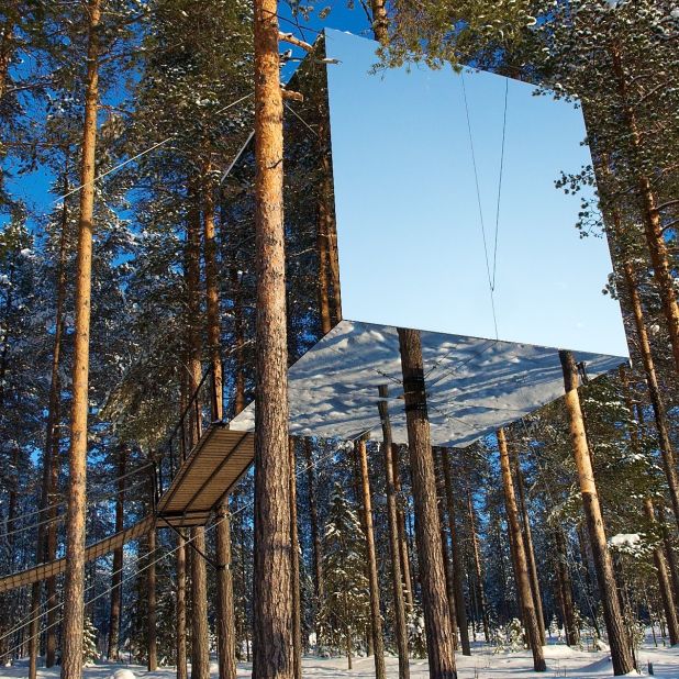 Sweden's simply named Treehotel, with six individually designed cabins including the Mirrorcube, lies just south of the Arctic Circle.
