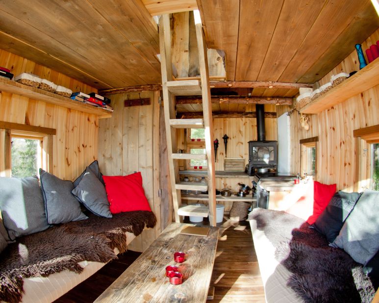 The Tree Top Hut, an hour and a half north of Oslo, Norway, sleeps up to eight people and comes with binoculars to watch the wild moose and reindeer nearby. 