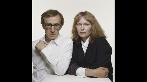 Woody Allen and Farrow pose for a photo in July 1987. The two were romantically linked for 12 years until it came to light that Allen was having an affair with Farrow's adopted daughter, Soon-Yi Previn.