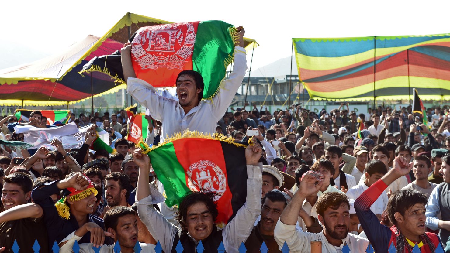 Afghan cricket fans packed into Kabul's International Cricket Stadium on October 4 to watch the win over Kenya on big screens.