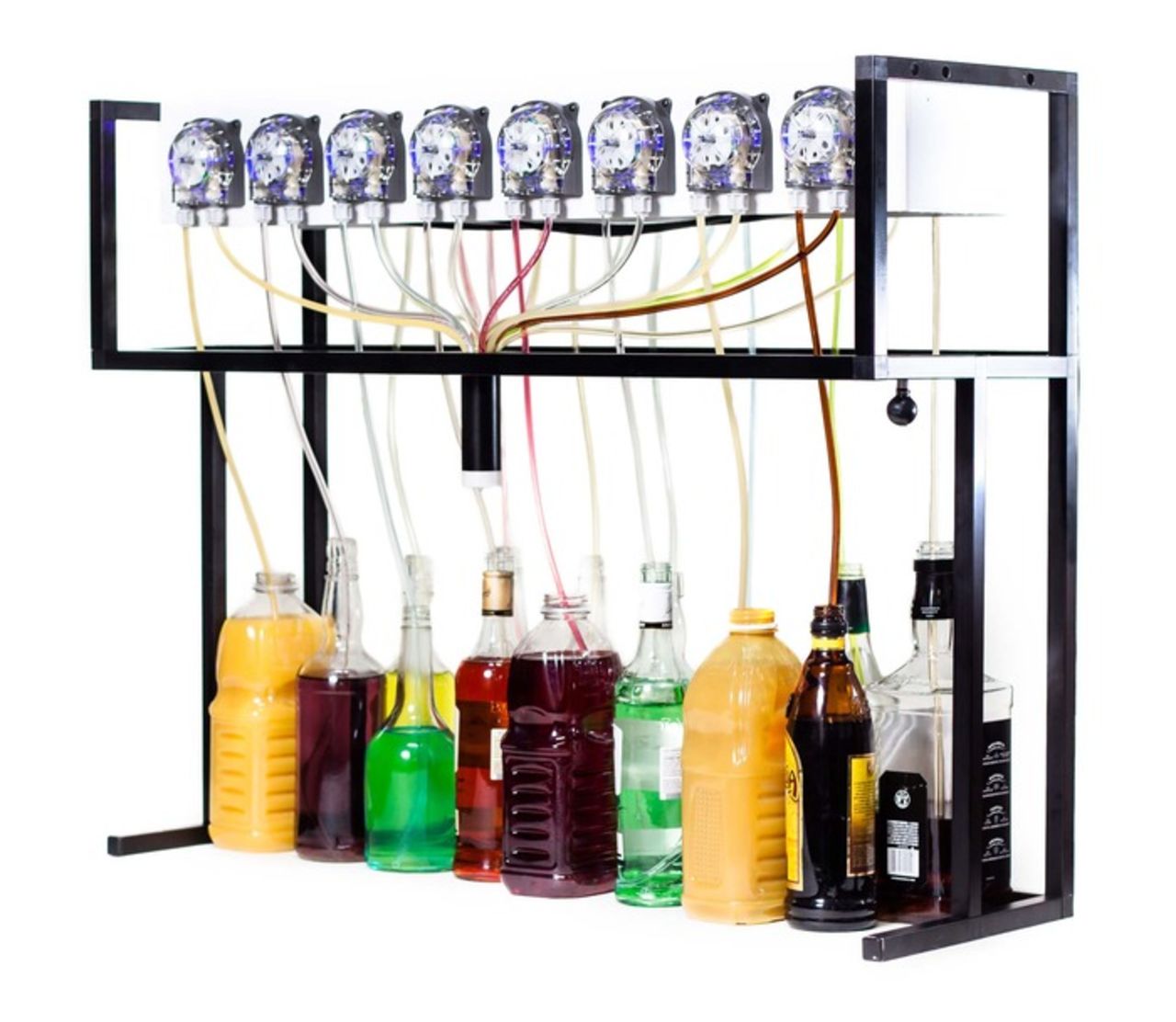 Rival cocktail waiter <a href="http://partyrobotics.com/" target="_blank" target="_blank"><strong>Bartendro</strong></a> might look like a tangle of kid's Krazy straws, but this Arduino cocktail factory contains a Wi-Fi connected mixer which can be accessed from any device. A 15 bottle mixer will set you back $2,400, but the open source hardware and software allows for limitless customization. 