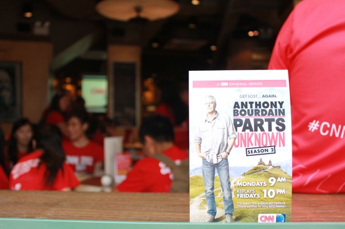 The scavenger hunt was staged to mark the launch of <a href="http://edition.cnn.com/video/shows/anthony-bourdain-parts-unknown/" target="_blank">season 2 of Anthony Bourdain: Parts Unknown</a>. The show airs Mondays at 9 a.m., Fridays at 10 p.m. and Sundays at 9 a.m. HKT on CNN International. 