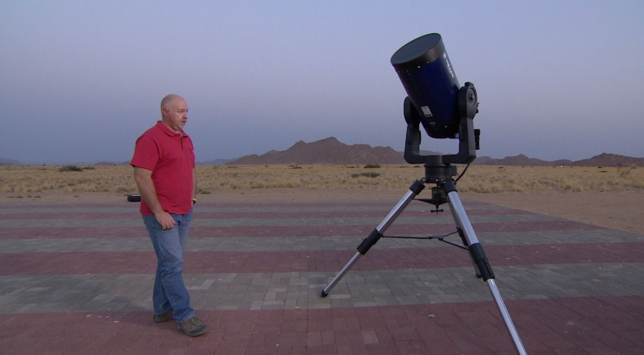 Astronomer Rob Johnstone uses his spare time to stargaze from a landing strip in the desert.