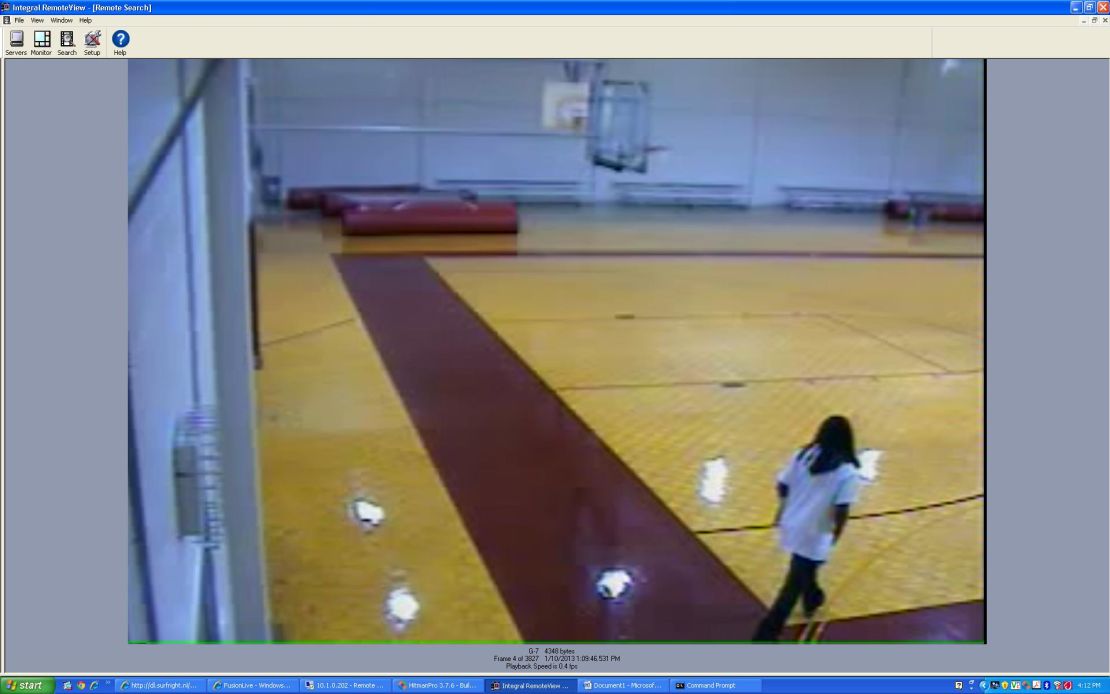 A mounted camera captured Kendrick Johnson walking through the gym the day he died.