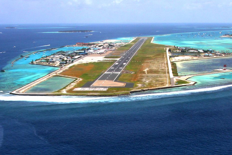 Malé's runway has looks and drama -- it's built only six feet above sea level.