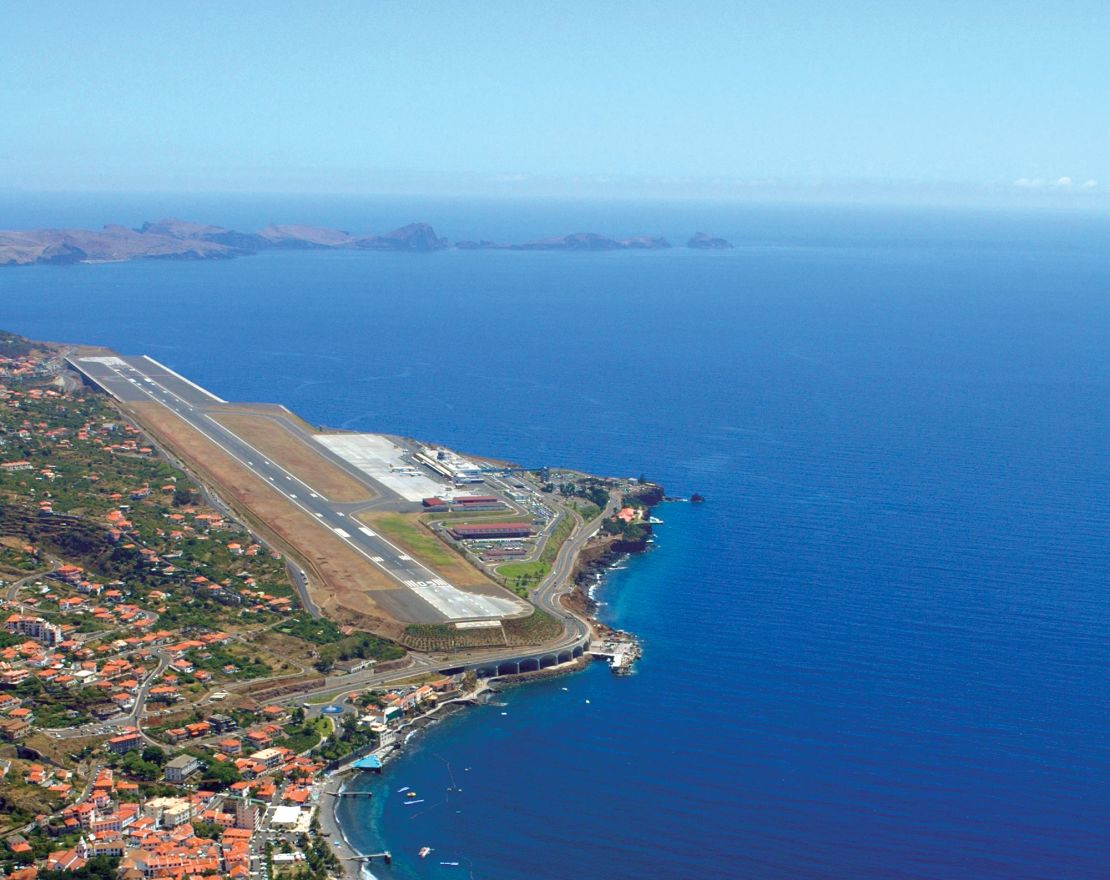 Atlantic turbulence and a runway extended on stilts make for a touchy touchdown in Madeira.