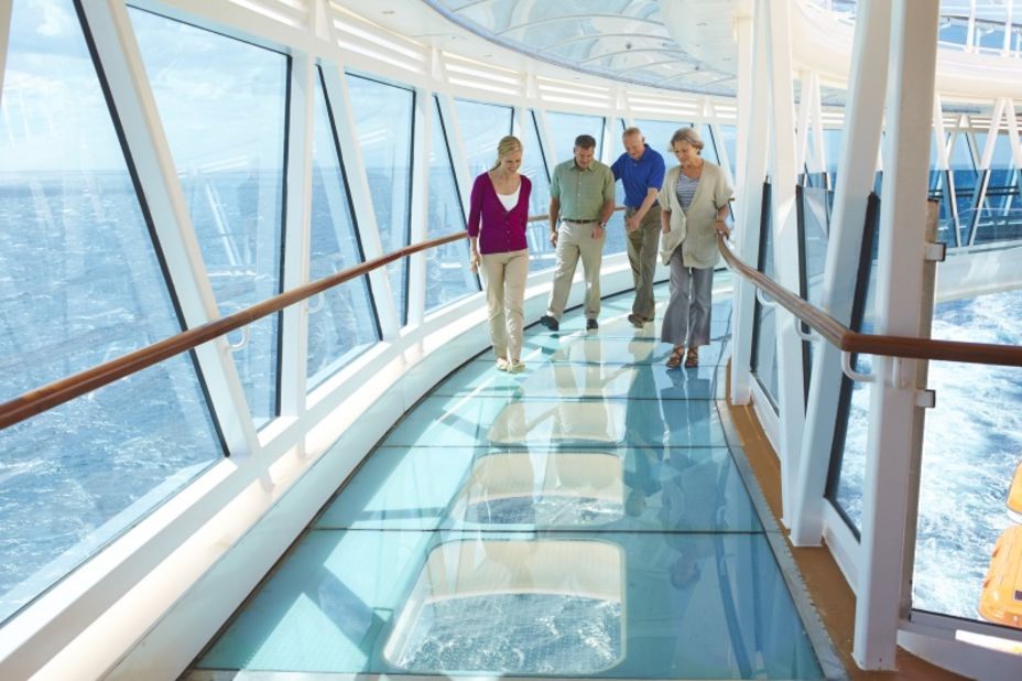 This walkway extends eight meters (28 feet) beyond the edge of Princess Cruises' Royal Princess ship and is the first of its kind to be found aboard a cruise ship. Those who choose to "walk the plank" have nothing to fear -- the glass is more than an inch thick.