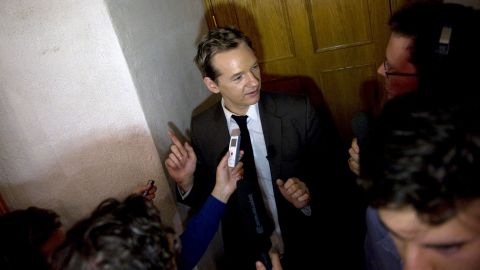 Assange attends a seminar at the Swedish Trade Union Confederation in Stockholm on August 14, 2010. Six days later, Swedish prosecutors issued a warrant for his arrest based on allegations of sexual assault from two women. Assange has always denied wrongdoing.
