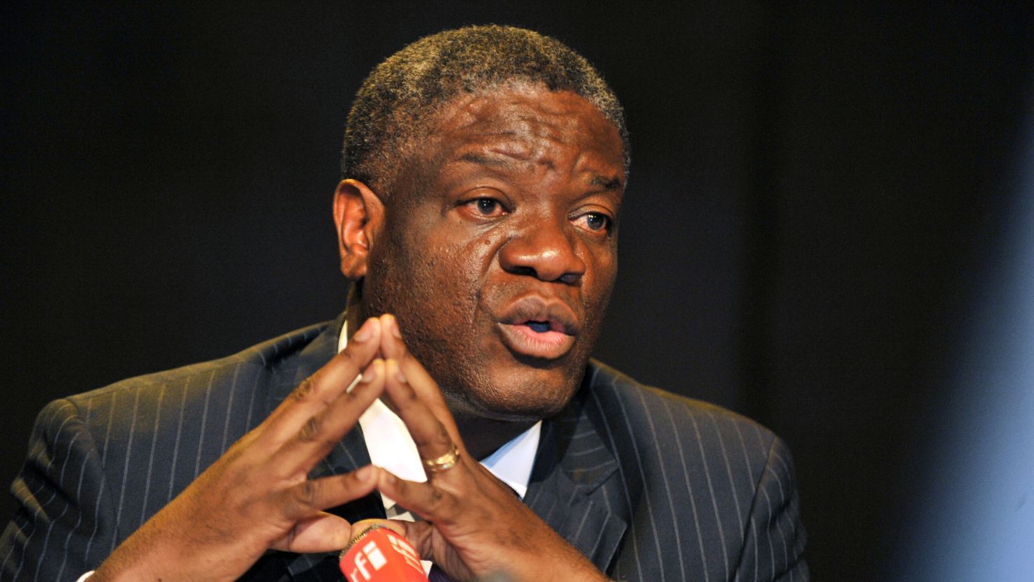 Denis Mukwege, who founded a hospital for rape victims, gives a news conference on March 12, 2013, in Kinshasa, Congo.