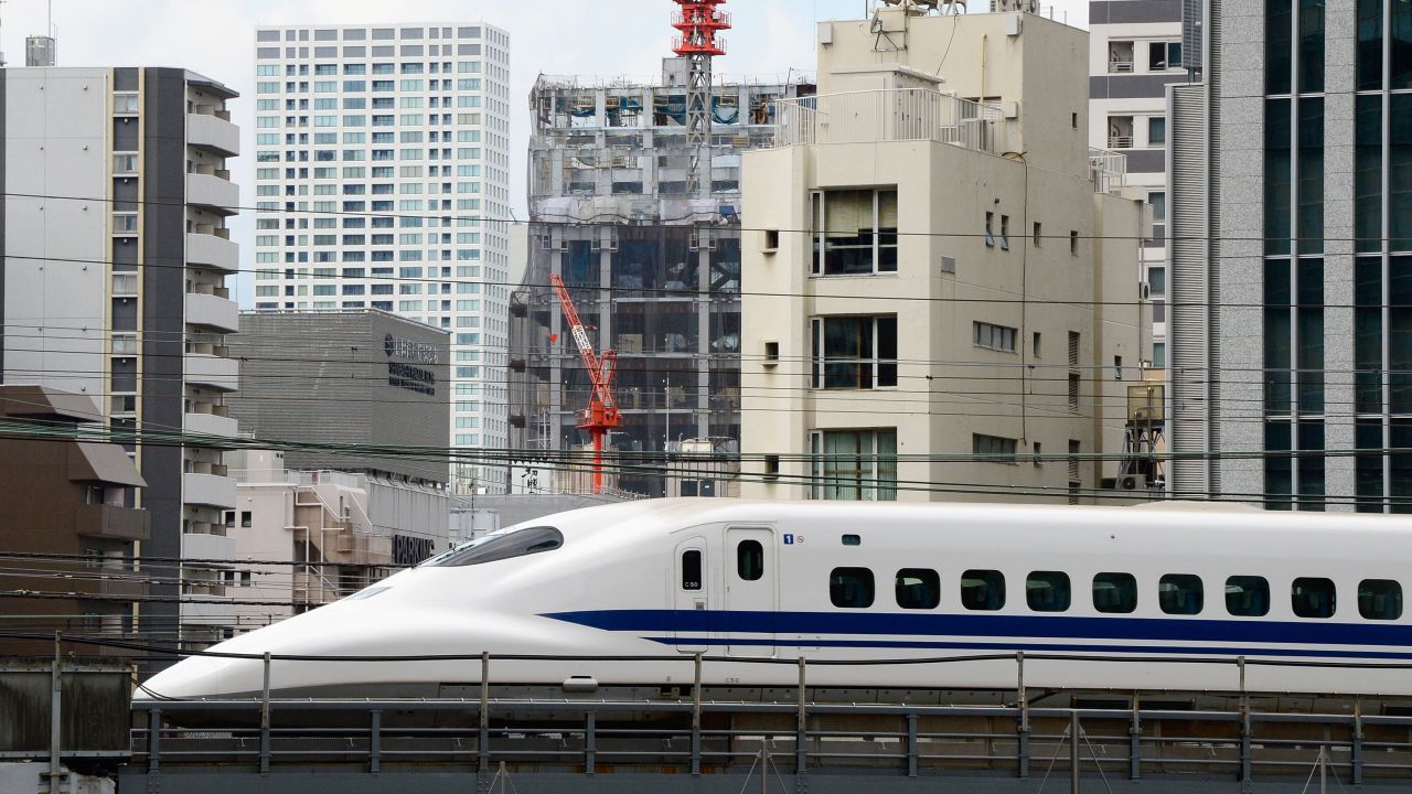 The "shinkansen," or bullet train, is still a thrill to see speeding through Tokyo.