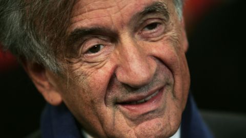 Holocaust survivor  Elie Wiesel appears at a press conference at the United Nations on Oct. 27, 2004 in New York. Wiesel won the Nobel Peace Prize in 1986.    Chris Hondros/Getty Images