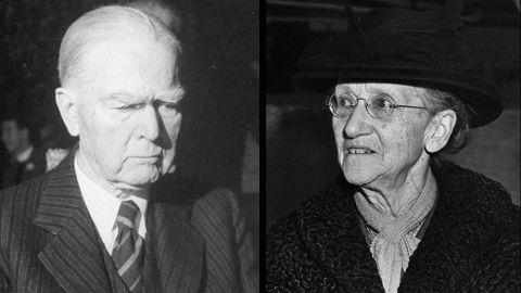 John Raleigh Mott, left, and Emily Greene Balch won the Nobel Peace Prize in 1946. Mott won for his contributions to the creation of a peace-promoting religious brotherhood across national boundaries. Balch won for unrelenting efforts to fight for peace. 