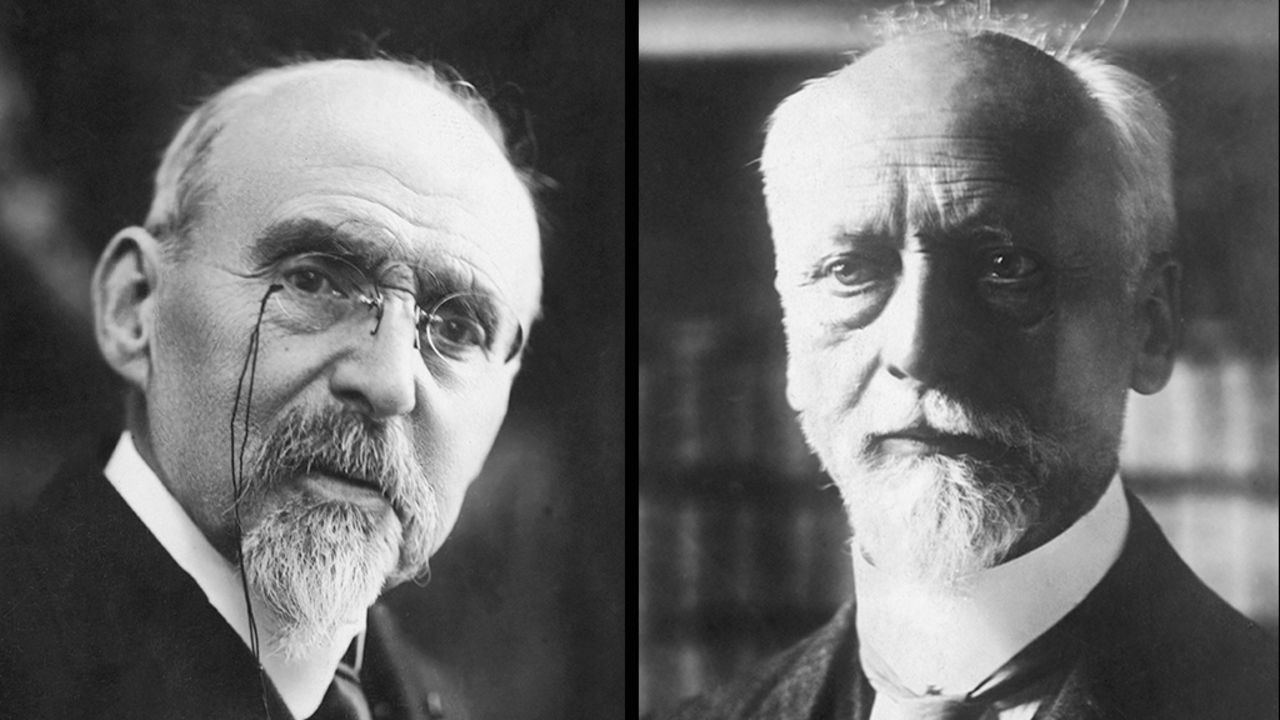French educator Ferdinand Buisson was jointly awarded the Nobel Prize for Peace in 1927 with Ludwig Quidde, right, who founded the League for Human Rights. 