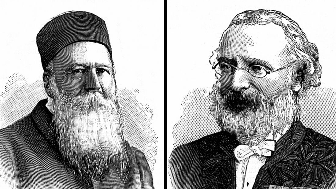 The first Nobel Peace Prize in 1901 was awarded jointly to Swiss activist Jean Henry Dunant, left, and French economist Frederic Passy. 