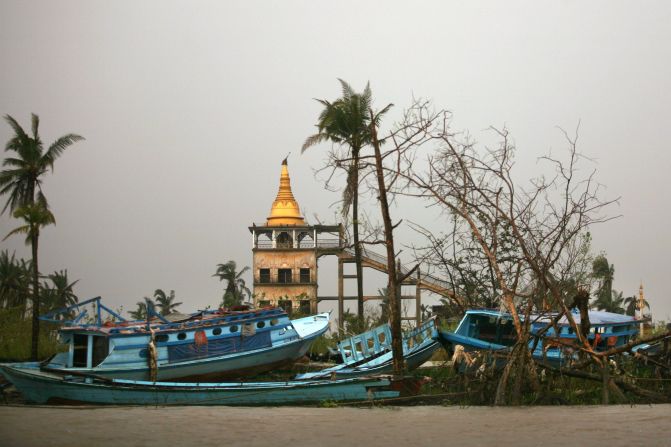 More boats line the shores in Bogale. Cyclone Nargis wiped out farming land, livestock and the majority of houses when it swept through in 2008. 