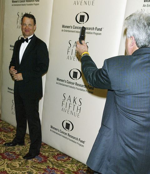 "The Tonight Show" host Jay Leno shows, in 2005, that photos don't require a touch screen. Here, he takes a snap of actor Tom Hanks.