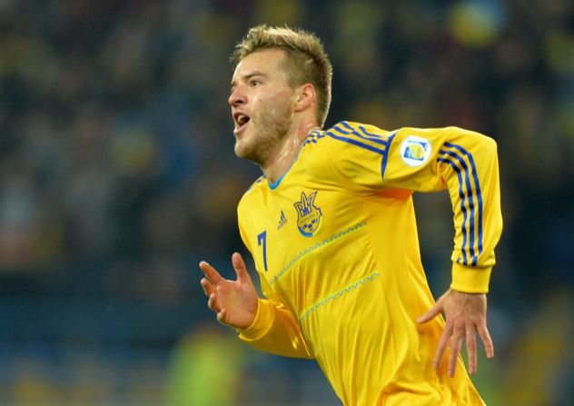 Ukraine's Andriy Yarmolenko celebrates his crucial goal as they beat Poland 1-0 in Kharkiv to keep alive their hopes of qualification from Group H. 