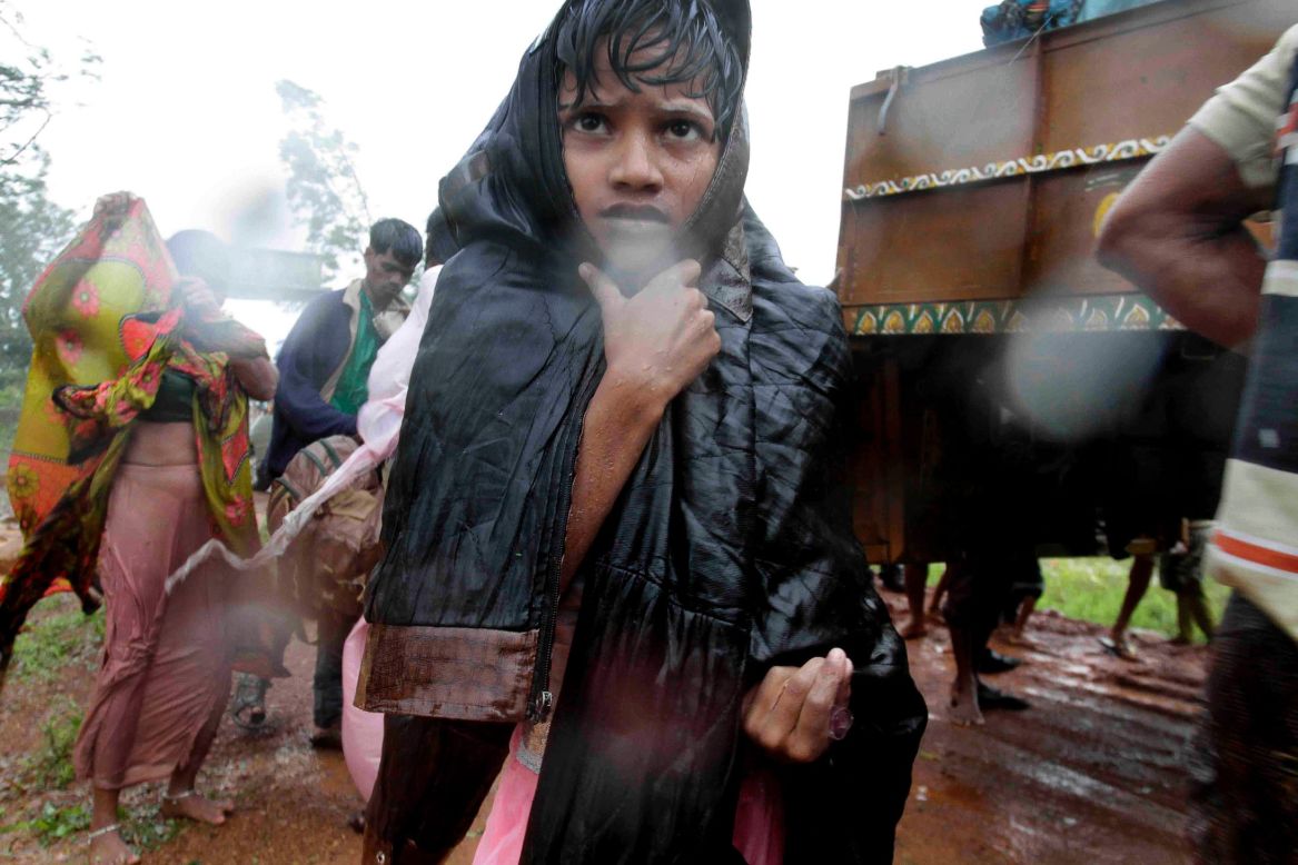 A young boy reaches a relief camp after being evacuated near Berhampur on October 12.