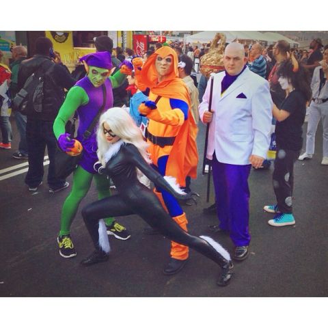 <a href="http://instagram.com/p/faq8bCCDA3/" target="_blank" target="_blank">Spider-Man's enemies</a> -- Green Goblin, Hobgoblin and Kingpin, along with sometimes friend Black Cat -- would not be outdone.