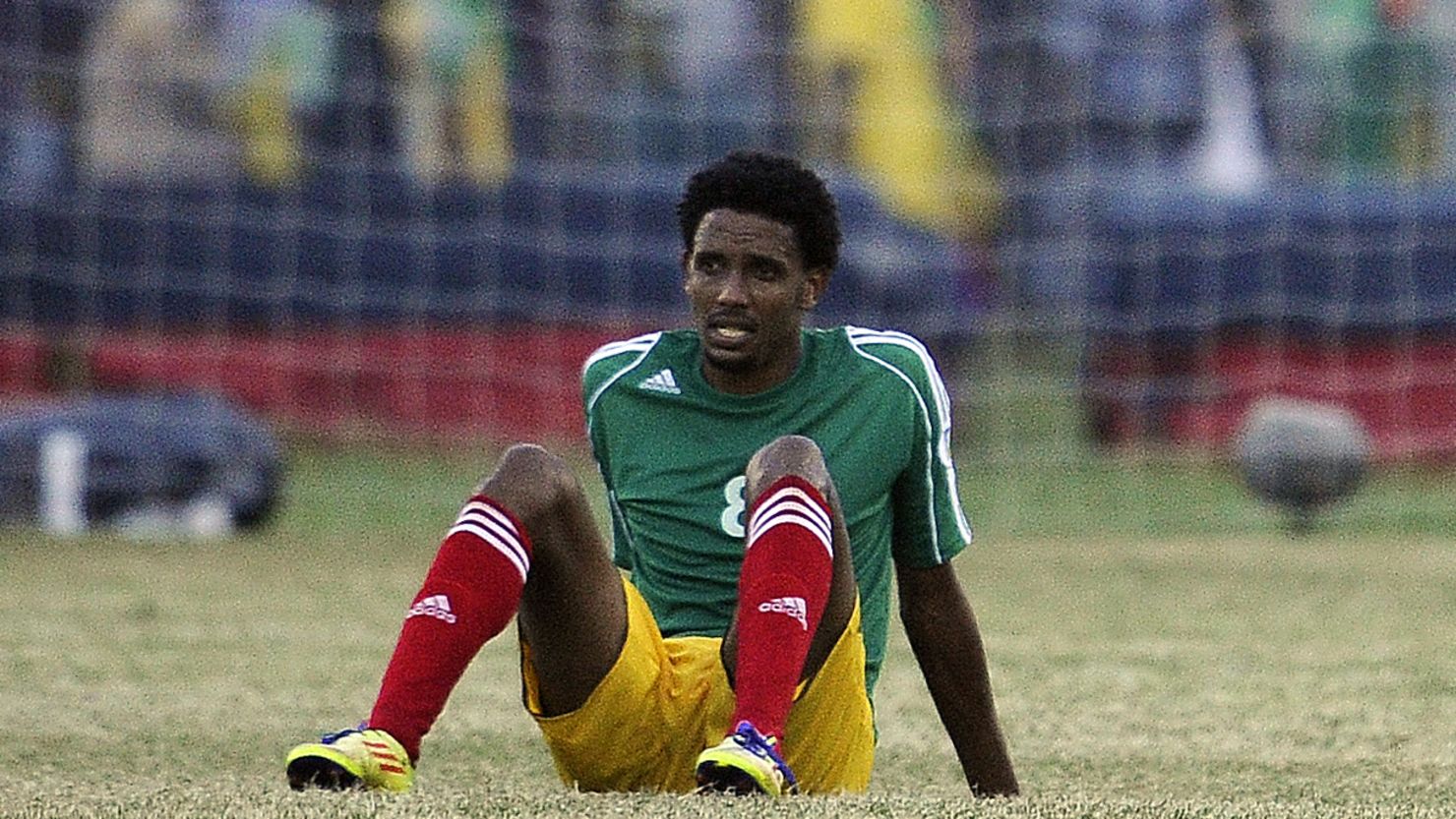 Ethiopia's Asrat Magersa shows his dejection after his team lost the first leg of the World Cup qualifier against Nigeria in  Addis Ababa.