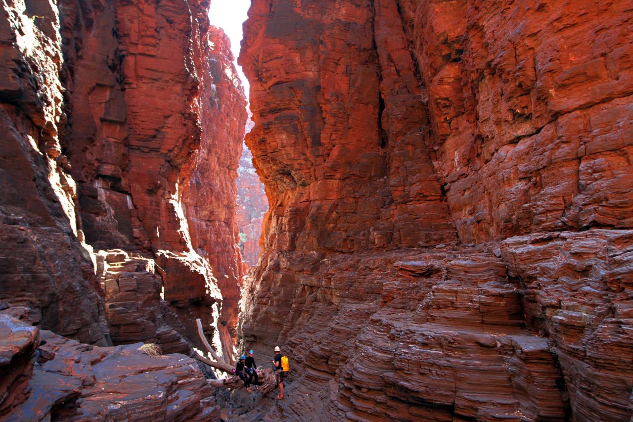 Ubicado en la remota región minera de Pilbara, Karijini es tan magnífico como el Kimberley, pero con una fracción de las aglomeraciones. Los escarpados desfiladeros y las centelleantes piscinas de roca son las atracciones estrella.