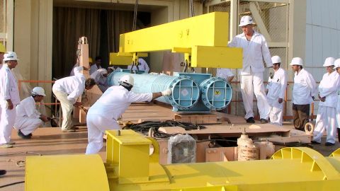 In this 2010 file photo, workers build a reactor at Iran's Bushehr nuclear power plant.
