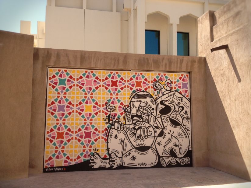 Sanchez's works in Dubai mix the Cubist influences of his home land, and icons of the local landscape (here, for instance, he mimics the tiled mosaics popular in Arabian architecture).
