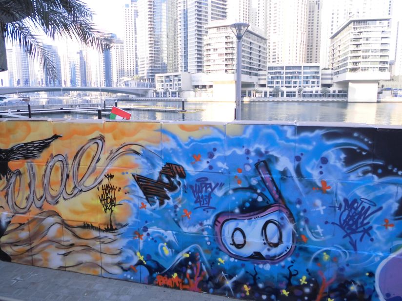 They are also part of a larger crew called Deep Crates Cartel. One of the members, Melan Choly, was commissioned  to do a piece on the Marina Walk for UAE National Day. 