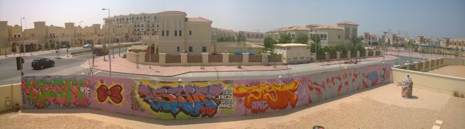 Bow and One have set up a graffiti wall in their garden. It has become a bit of a tourist attraction -- especially for visiting graffiti artists.