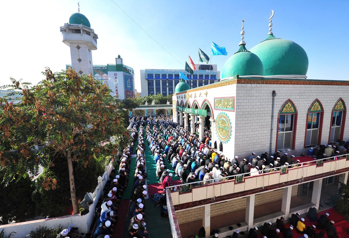 Muslims pray during at the Nanguan mosque in Yinchuan, China, on October 15.