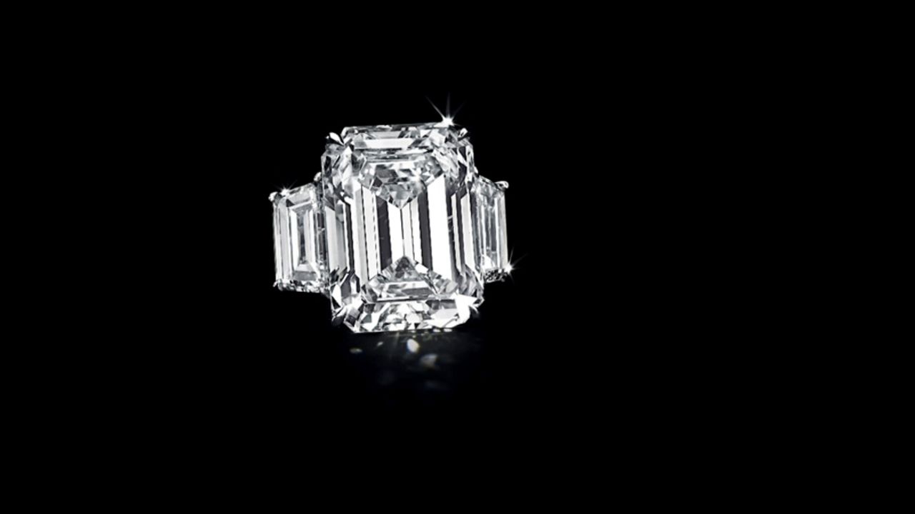 Kim Kardashian's 20-carat diamond engagement ring was auctioned Tuesday in New York for $749,000.