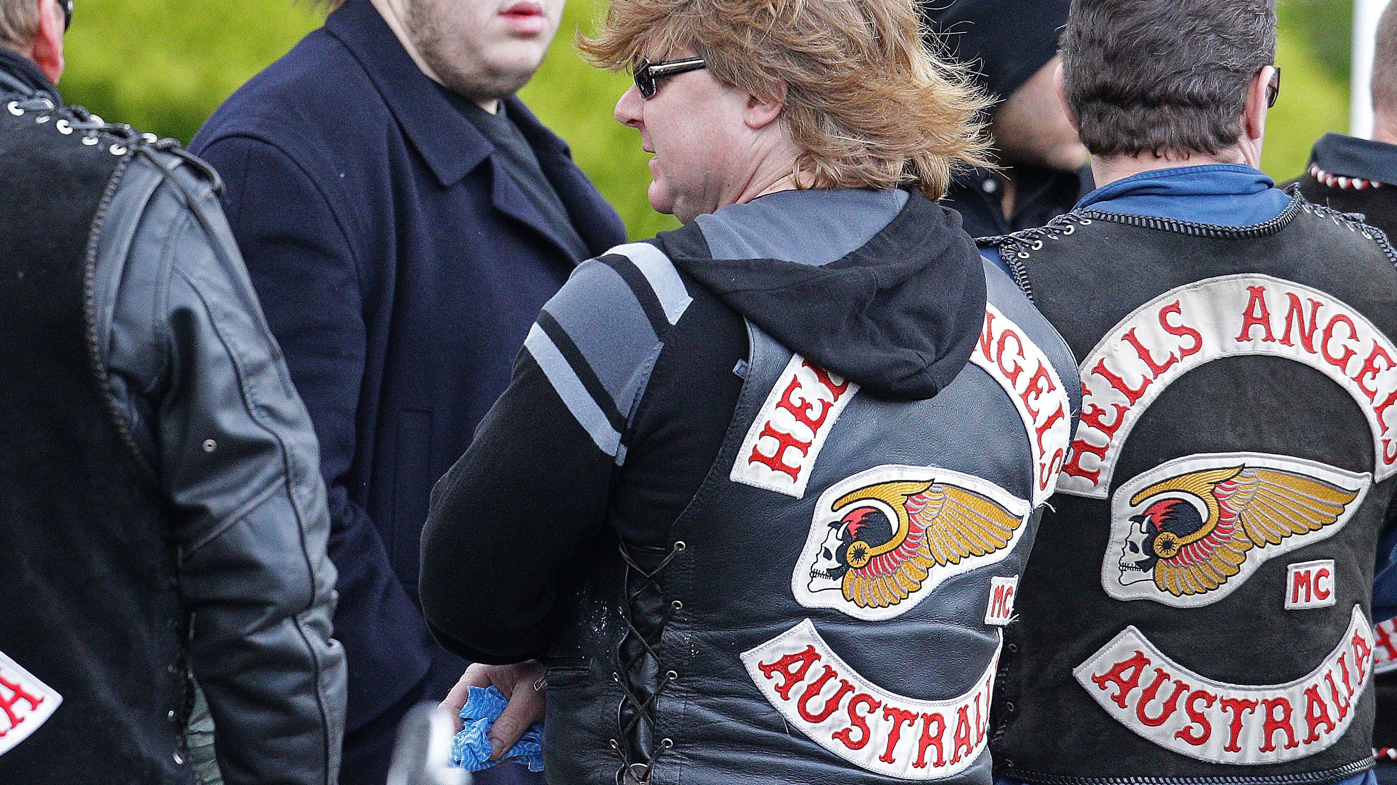 Australian Hells Angels show their colors at a Melbourne underworld funeral in 2010. 