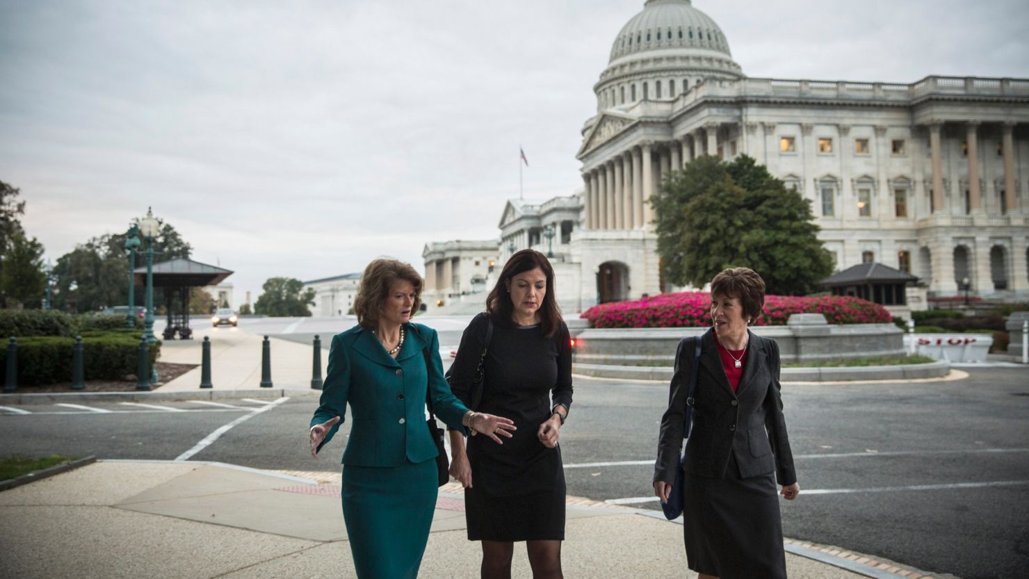 Sens. Murkowski, Ayotte, and Collins walked together through Capitol Hill Wednesday as news of a Senate deal was imminent.