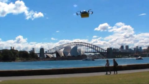<strong>Express delivery:</strong> Australian textbook rental service <a href="http://www.zookal.com/" target="_blank" target="_blank">Zookal</a> make good on UAV's (unmanned aerial vehicles) promise to provide lightning-speed personal deliveries. French postal service La Poste claimed to be launching a newspaper delivery drone service in April -- <a href="http://www.huffingtonpost.com/2013/04/02/drone-mail-delivering-france_n_2332639.html" target="_blank" target="_blank">only to reveal it as a hoax</a>. But Zookal looks to be the real deal, offering Sydney students the chance to have their textbooks dropped at any location.