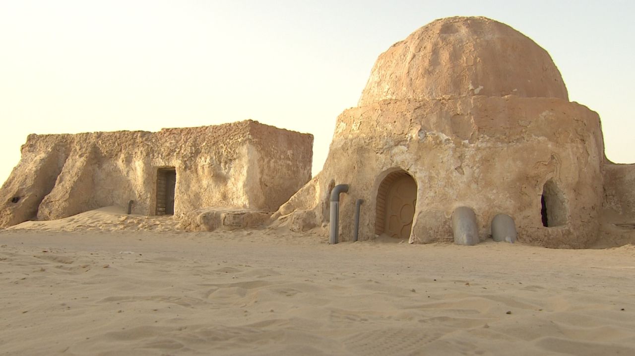 The planet Tatooine has two suns and was the birthplace of Anakin Skywalker. By request of the Tunisian government, the set for Anakin Skywalker's hometown Mos Espa was left intact in the Sahara desert.