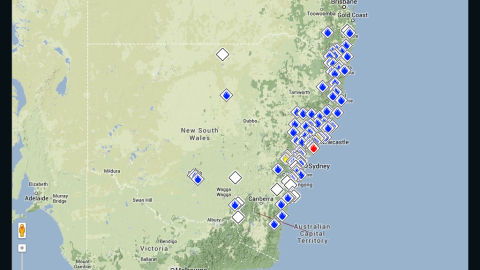 Nearly 100 fires burned across New South Wales on October 18.