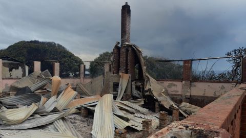 The Wallarah House, a historic site, sits burned to the ground in Catherine Hill Bay on October 18.
