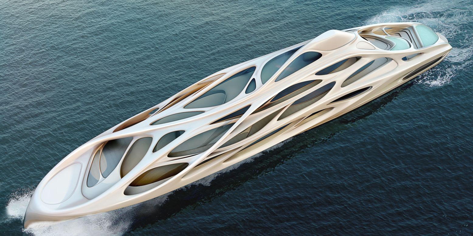 <strong>JAZZ, designed by Zaha Hadid</strong><br /><br />Blohn+Voss is the same company behind billionaire businessman Roman Abramovich's "Eclipse" -- the second-largest superyacht in the world.<br /><br />In this one-off project, Hadid designed six luxury vessels, ranging from a 90-meter version called "Jazz" to a 128-meter "master prototype." 