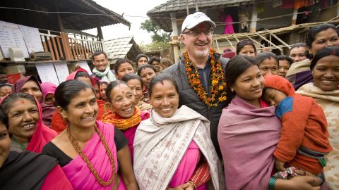 Heifer International CEO and president Pierre Ferrari with project participants in Nepal