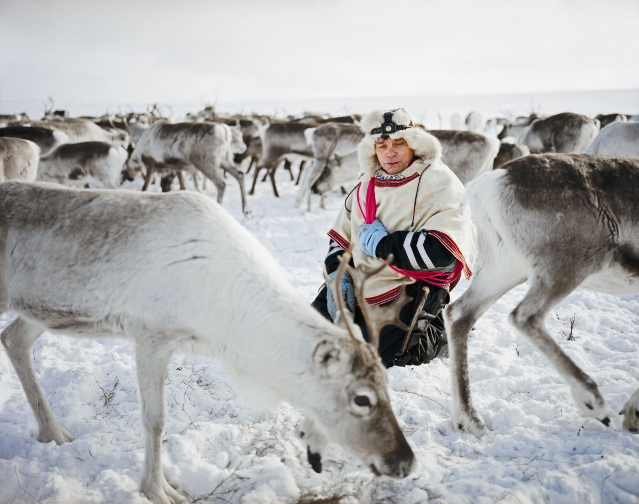 The photographs are part of a National Geographic exhibition called "Women of Vision," featuring 11 female photojournalists. Here, a herder in Norway practices a time-honored custom called yoiking -- chanting softly while tending his reindeer.