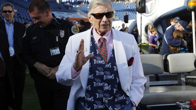 Tennessee Titans owner <a href="index.php?page=&url=http%3A%2F%2Fwww.cnn.com%2F2013%2F10%2F21%2Fus%2Fnfl-bud-adams-dies%2Findex.html">Bud Adams</a> died of natural causes on October 21. He was 90. Adams, whose team started in Houston as the Houston Oilers, co-founded the American Football League, which eventually merged with the National Football League.