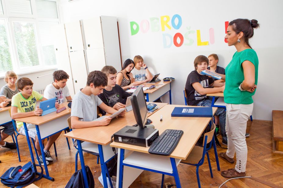 The iPad has become a teaching tool in many classrooms. Here it's being used by students in Dubrovnik, Croatia, in 2012. 